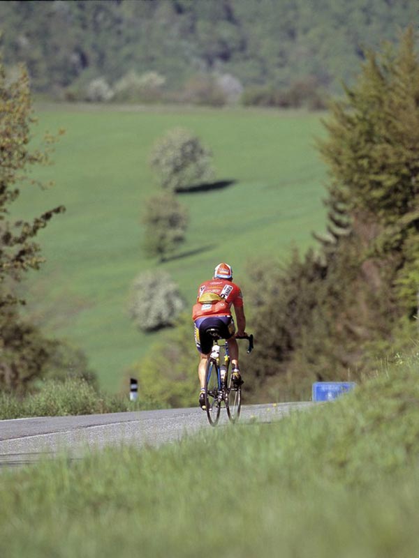 Cyclist along Sparavalle